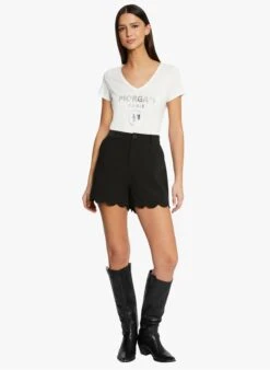 MORGAN DWONDER - White V-neck Cotton-blend T-shirt -Morganmai Store 4076483