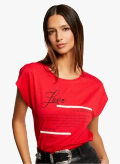 MORGAN DLOV - Red Round-neck T-shirt
