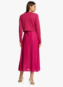 MORGAN MSOHO - Pink Fine-knit Cropped Cardigan -Morganmai Store 4076532