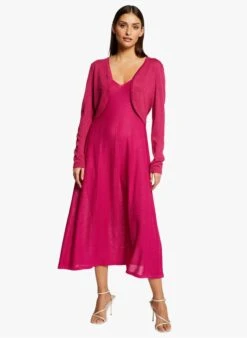 MORGAN MSOHO - Pink Fine-knit Cropped Cardigan -Morganmai Store 4076533