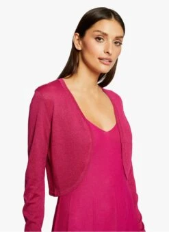 MORGAN MSOHO - Pink Fine-knit Cropped Cardigan
