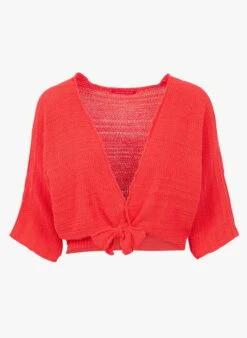 FLAMENCO - Red Open Cotton Bolero -Morganmai Store 4079146