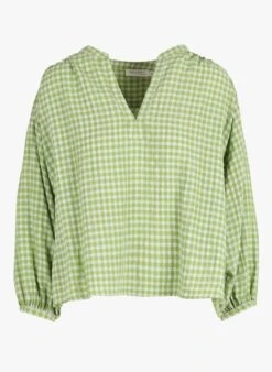 SEE U SOON Green Check Print Blouse -Morganmai Store 4081491
