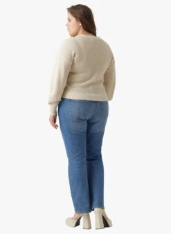 Vero Moda Curve Beige Organic Cotton-blend Knitted Cardigan -Morganmai Store 4083037