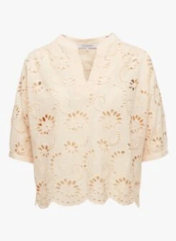 GERARD DAREL COME - Beige Openwork Embroidered Cotton Blouse -Morganmai Store 4083547