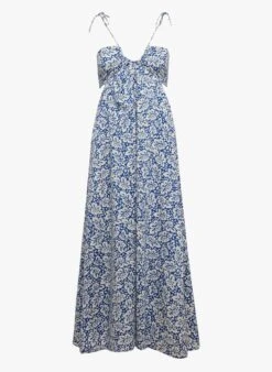 Petite Mendigote ILONA - Blue Printed Cotton Midi Dress