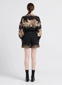 TWINSET Multicolored Floral Print Cotton Shirt With Mandarin Collar -Morganmai Store 4085222