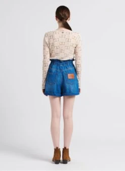 TWINSET Beige Printed Cotton V-neck Top With Slits -Morganmai Store 4085240