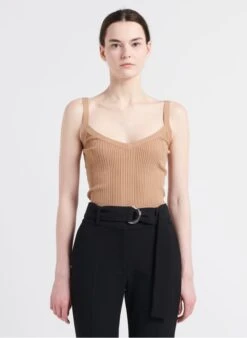 IRO POSALA - Brown Strappy V-neck Top
