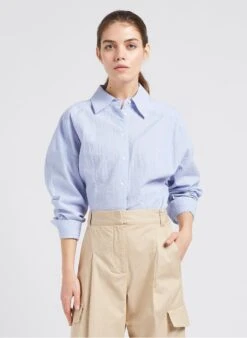 BENNETT - Blue Cotton-blend Shirt With Classic Collar -Morganmai Store 4087308