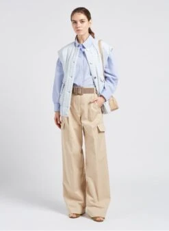 BENNETT - Blue Cotton-blend Shirt With Classic Collar -Morganmai Store 4087361