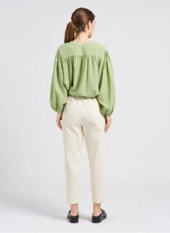 SEE U SOON Green Check Print Blouse -Morganmai Store 4087457