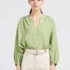 SEE U SOON Green Check Print Blouse