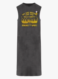 DAYTONA HEAT - Grey Long Cotton Dress With Screen Print -Morganmai Store 4087847