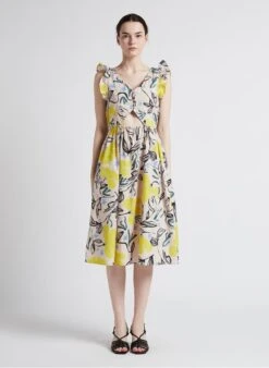 PAUL SMITH White Printed Cotton Midi Dress