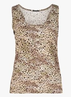 Ikks Green Leopard Print Linen-blend Top 9 Ikks Green Leopard Print Linen-blend Top -Morganmai Store 4089965