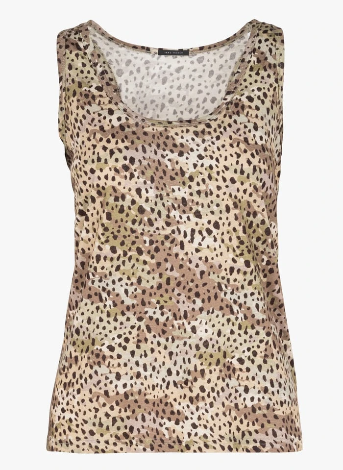 Ikks Green Leopard Print Linen-blend Top 3 Ikks Green Leopard Print Linen-blend Top - Image 3