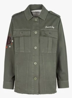 BERENICE VICTORY - Khaki Cotton Overshirt With Classic Collar -Morganmai Store 4089985