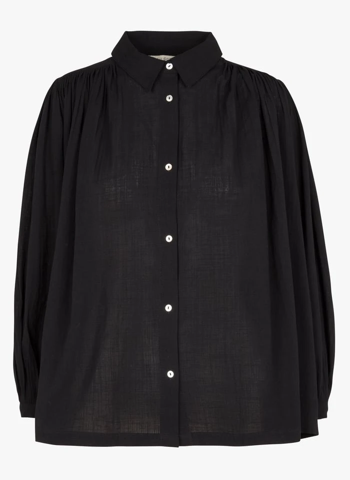 SEE U SOON Black Straight-cut Cotton Shirt 3 SEE U SOON Black Straight-cut Cotton Shirt - Image 3