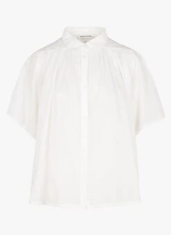 ELANA - White Cotton Shirt With Classic Collar