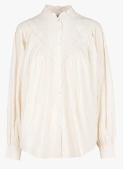 Vila HALEY - Beige Loose-fit Embroidered Cotton Shirt -Morganmai Store 4090057