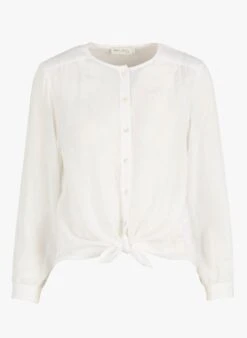 SEE U SOON White Round-neck Cotton Shirt -Morganmai Store 4090113