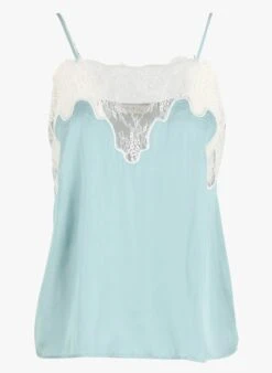 SEE U SOON Blue Silken Lace Camisole 9 SEE U SOON Blue Silken Lace Camisole -Morganmai Store 4090120