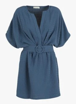 SEE U SOON Blue Short Loose-fit Dress 7 SEE U SOON Blue Short Loose-fit Dress -Morganmai Store 4090135