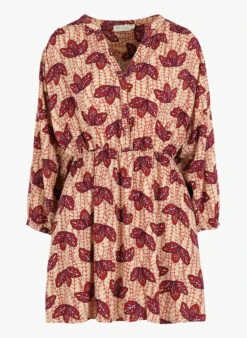 SEE U SOON Beige Short Printed Viscose Dress -Morganmai Store 4090138