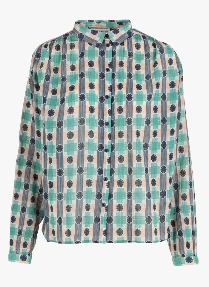 EBONY - Green Check Print Cotton Shirt 3 EBONY - Green Check Print Cotton Shirt - Image 3
