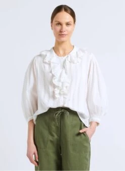 GERARD DAREL NINE - White Cotton Shirt With Jabot