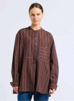 Soeur SEVILLE - Multicolored Cotton Top With Mandarin Collar