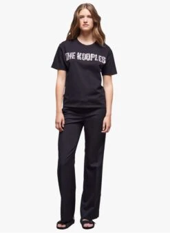 THE KOOPLES Black Round-neck Sequin-embroidered Cotton T-shirt -Morganmai Store 4096417