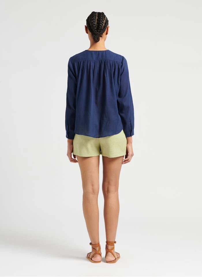 SEE U SOON Blue Round-neck Cotton Shirt 5 SEE U SOON Blue Round-neck Cotton Shirt - Image 5