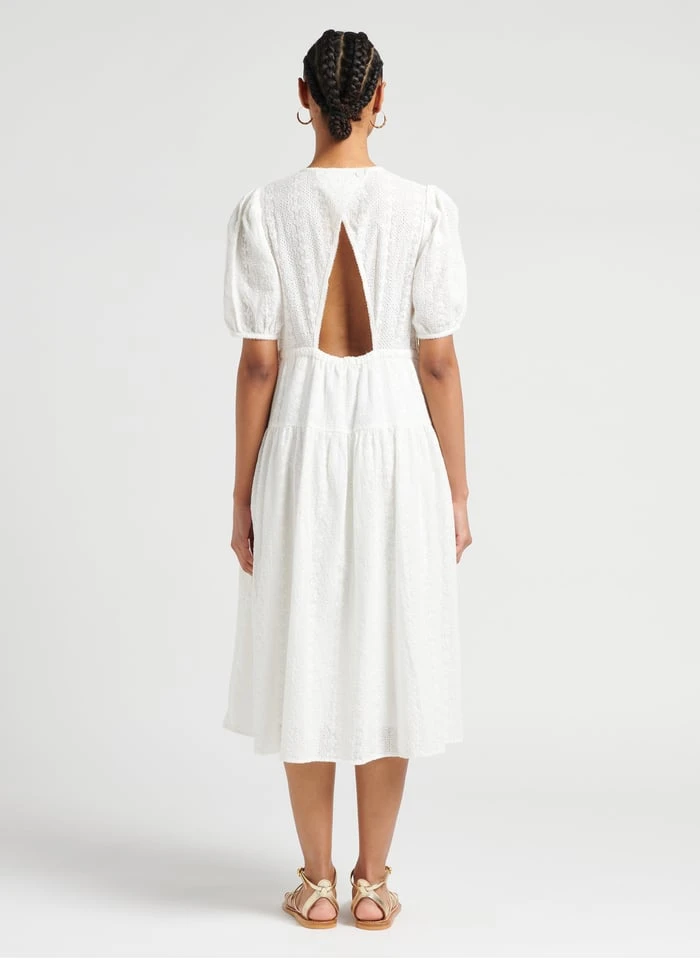 SEE U SOON White Embroidered Cotton Midi Dress 5 SEE U SOON White Embroidered Cotton Midi Dress - Image 5