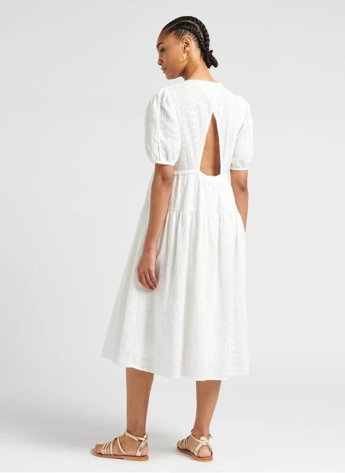 SEE U SOON White Embroidered Cotton Midi Dress 2 SEE U SOON White Embroidered Cotton Midi Dress - Image 2