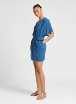 SEE U SOON Blue Short Loose-fit Dress 8 SEE U SOON Blue Short Loose-fit Dress -Morganmai Store 4098695