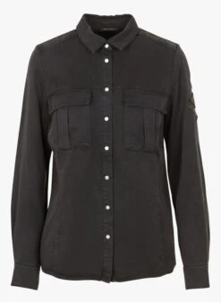 Ikks Black Fluid Shirt With Classic Collar 8 Ikks Black Fluid Shirt With Classic Collar -Morganmai Store 4098937