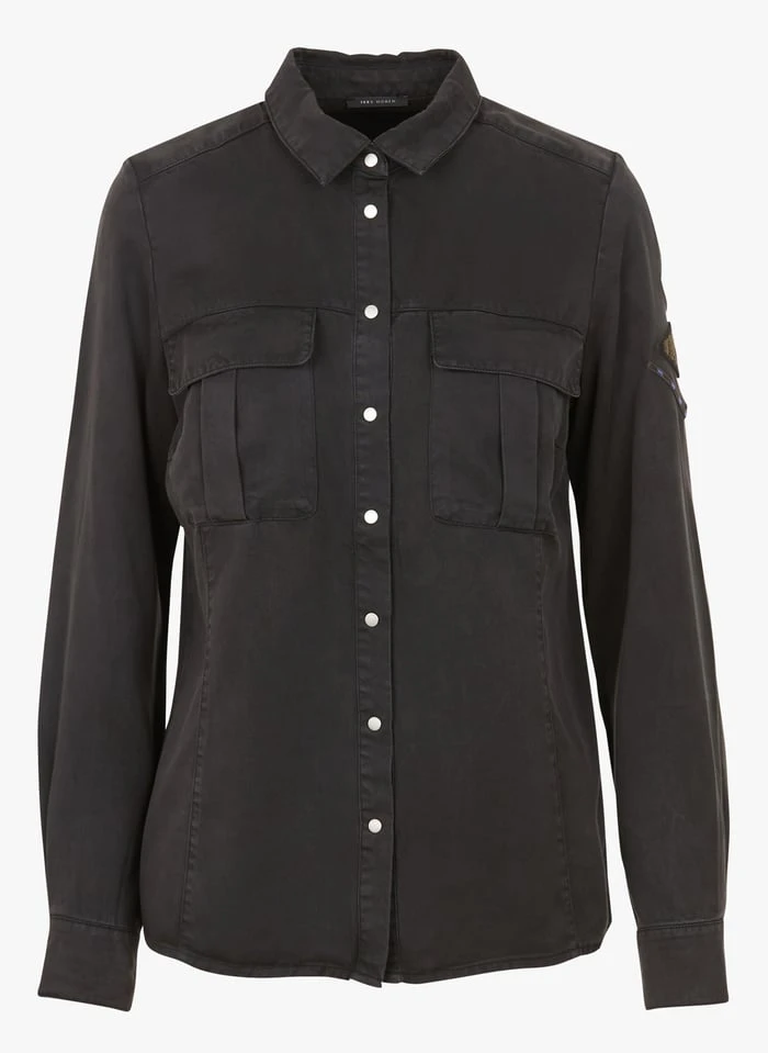 Ikks Black Fluid Shirt With Classic Collar 3 Ikks Black Fluid Shirt With Classic Collar - Image 3