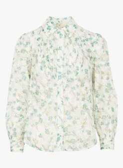 Multicolored Floral Print Shirt With Classic Collar -Morganmai Store 4099024