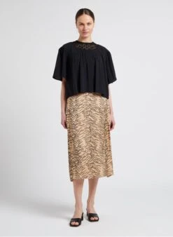 SEE U SOON Black Loose-fit Open-work Cotton Blouse -Morganmai Store 4099125