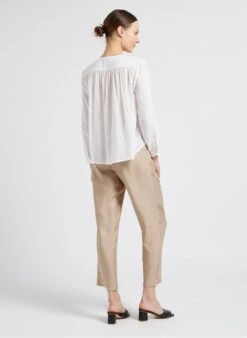 SEE U SOON White Round-neck Cotton Shirt -Morganmai Store 4099142