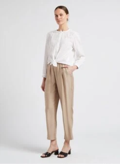 SEE U SOON White Round-neck Cotton Shirt -Morganmai Store 4099143