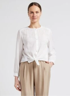 SEE U SOON White Round-neck Cotton Shirt