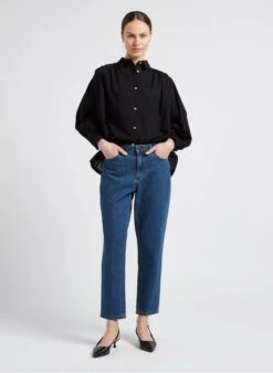 SEE U SOON Black Straight-cut Cotton Shirt 9 SEE U SOON Black Straight-cut Cotton Shirt -Morganmai Store 4099173