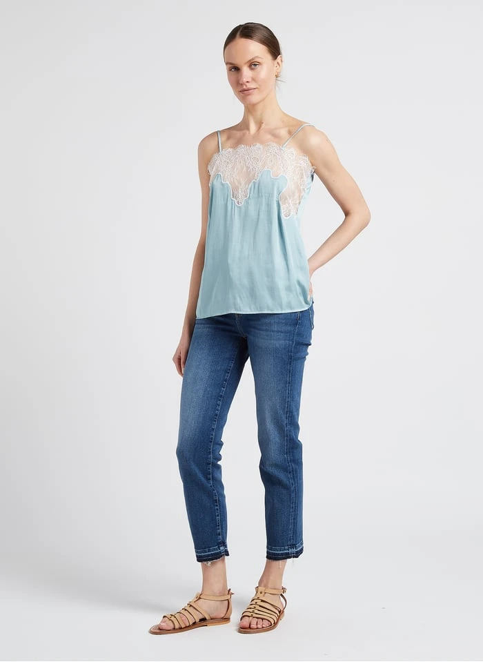 SEE U SOON Blue Silken Lace Camisole 6 SEE U SOON Blue Silken Lace Camisole - Image 6