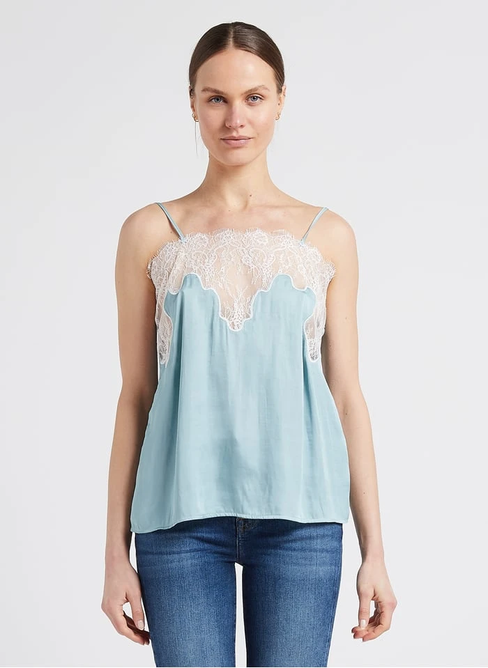 SEE U SOON Blue Silken Lace Camisole 1 SEE U SOON Blue Silken Lace Camisole