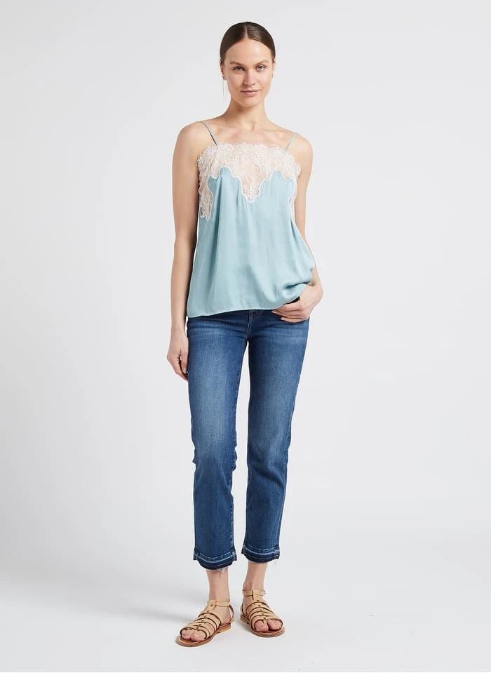 SEE U SOON Blue Silken Lace Camisole 4 SEE U SOON Blue Silken Lace Camisole - Image 4