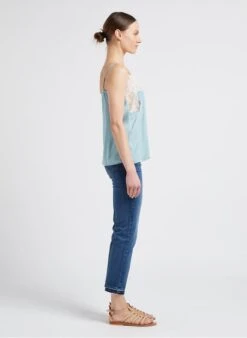 SEE U SOON Blue Silken Lace Camisole 11 SEE U SOON Blue Silken Lace Camisole -Morganmai Store 4099203