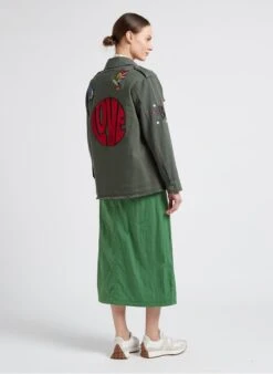 BERENICE VICTORY - Khaki Cotton Overshirt With Classic Collar -Morganmai Store 4099486